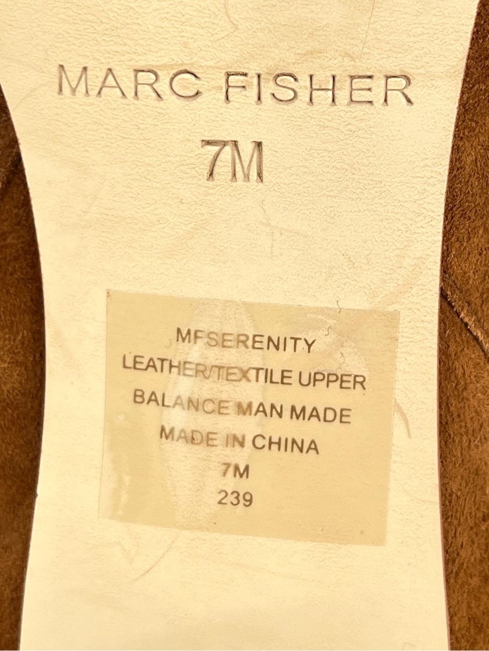 Marc Fisher Serenity Cognac Suede Peep Toe Stiletto Heel Ankle Booties Size 7M - Picture 7 of 10